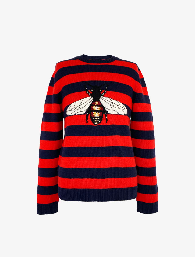 GUCCI  LOVED BEE グッチ エンブロイダリー ボーダー ニット