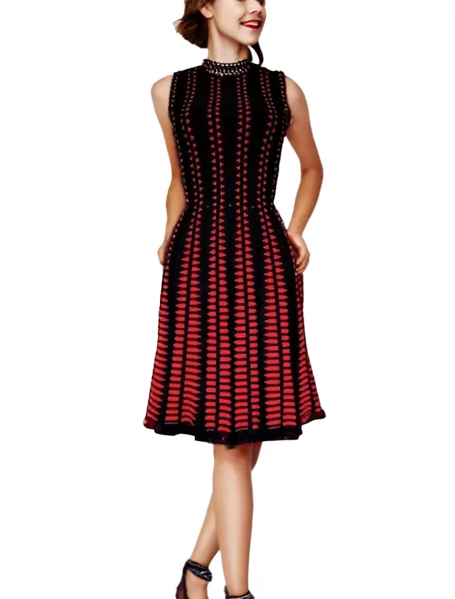 ALEXANDER McQUEEN プリーツドレス ブラック×レッド XS 美品