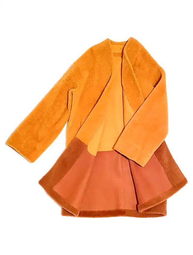 Bottega Veneta リバーシブル シアリングコート 38 イエロー×ブラウン