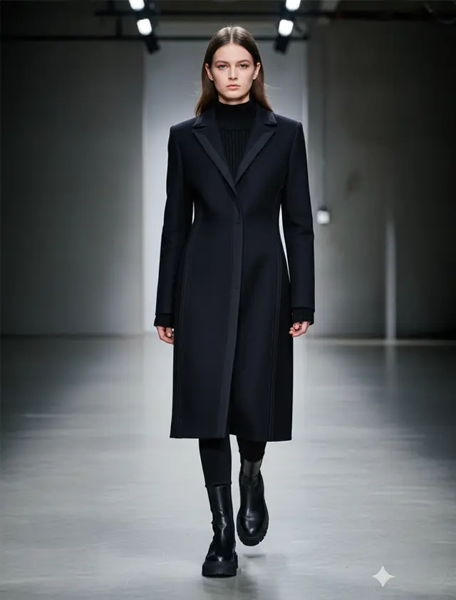 【BOTTEGA VENETA】ボッテガヴェネタ ダニエル・リー期 アウトシーム ボンディングウール ロングコート ネイビー #38