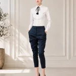 STELLA McCARTNEY ネイビーパンツ レディース着用イメージ 正面