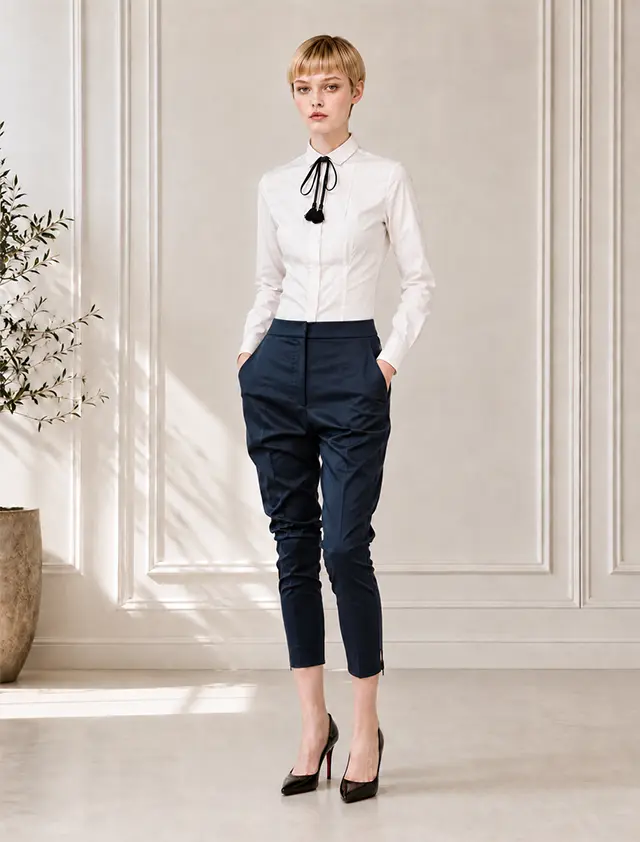 STELLA McCARTNEY｜裾ジップ テーパードスラックスパンツ ネイビー 38 未使用