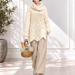TRICOT CHIC トリコシック ウール アンゴラ パッチワーク ロングニット 42 アイボリー イタリア製