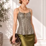 DONNA KARAN COLLECTION スパンコール キャミソール スタイリング着用画像